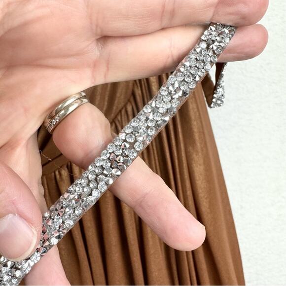 NWT Galina Signature Beaded Belt Chiffon Halter A-Line Bodice Cutout Gown - 22 - Picture 8 of 16